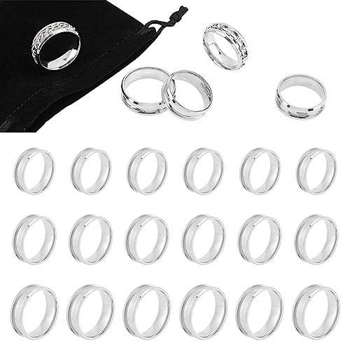 UNICRAFTALE 18 Stück Blanko Ring In 3 Größen Gerillter Edelstahl Ring Runder Leerer Ring Für Inlay Ringe Schmuckherstellung Geschenk Edelstahl Farbe von UNICRAFTALE