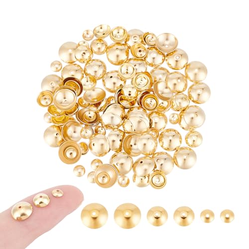 UNICRAFTALE 180 Stück 3 Größe Goldene Perle 18K Vergoldete Perlenkappen Apetalous Blume Perle Kappen 4/6/8 mm Edelstahl Abstandshalter Kappen Bead Cap Abstandshalter Metall Endkappen von UNICRAFTALE