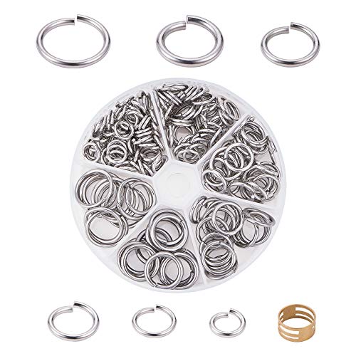 UNICRAFTALE 180Stk 6 Größen 10~20mm Biegeringe 304 Edelstahl Jump Rings 1.5~2.5mm Dick Ungelötete Spaltringe Mit Messingringen Antike Schmuckherstellung Sprungringe DIY Schmuck Basteln Zubehör von UNICRAFTALE