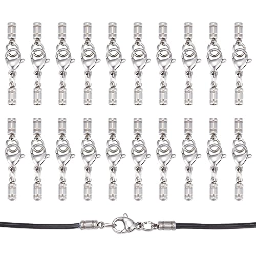 UNICRAFTALE 20 Sets 304 Edelstahl Karabinerverschlüsse Mit Kordelenden Karabinerverschluss Verbindungsverschluss Verschluss Für Lederband Halsketten Armbänder Schmuckherstellung von UNICRAFTALE