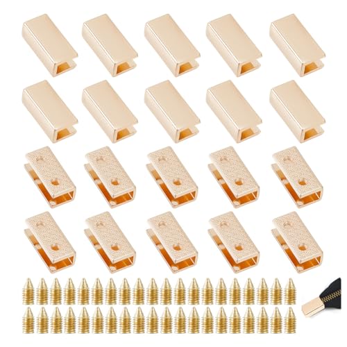 UNICRAFTALE 20 Sets Reißverschluss Zinklegierung 9x19x7mm Hellgold Reißverschluss Stopper Mit Schraube Unterseite Reparatur Ersatz Zum Nähen DIY Bastel Zubehör Für Taschengepäck von UNICRAFTALE