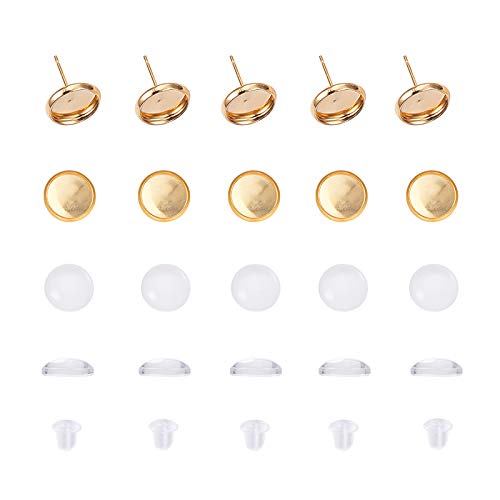 UNICRAFTALE 20 Stellt Die Einstellungen Für Ohrstecker Ein, 10 mm Goldene Ohrstecker Mit Halbrunden Cabochons Aus Klarem Glas, 0.8mm Pin Cup Post Ohrringe Kit Mit Ohrmuttern Für DIY Ohrring Befunde UNICRAFTALE 20 Stellt Die Einstellungen Für Ohrstecker Ein, 10 mm Goldene Ohrstecker Mit Halbrunden Cabochons Aus Klarem Glas, 0.8mm Pin Cup Post Ohrringe Kit Mit Ohrmuttern Für DIY Ohrring Befunde von UNICRAFTALE