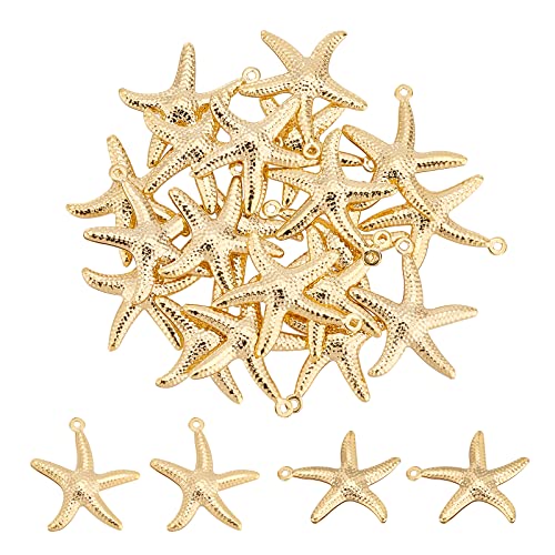 UNICRAFTALE 20 Stück Golden Seestern Anhänger 304 Edelstahl Seestern Charm 1 mm Loch Ozean Anhänger Baumelnde Charms Ohrring Charms Armbänder Halsketten Anhänger Für Die Schmuckherstellung von UNICRAFTALE