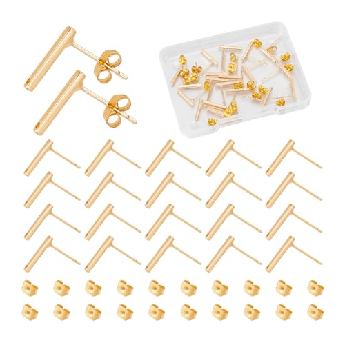 UNICRAFTALE 20 Stück 18K Vergoldeter Ohrstecker Ohrringe Selber Machen Rechteckige Ohrstecker Ohrmuttern DIY Ohrstecker Metall Ohrring Beschlag Ohrringe Selber Machen Zur Herstellung von Ohrringen von UNICRAFTALE