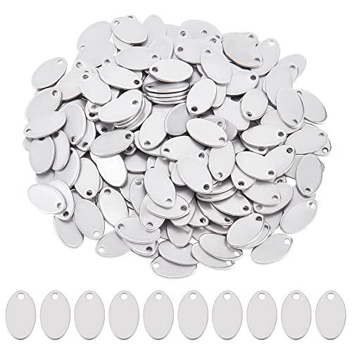 UNICRAFTALE 200 STK Oval Leere Charms 304 Edelstahl Stanzmarken Metall Anhänger Mit 2 Löch Stanzanhänger Für Armbänder Schmuckherstellung 7.5x12.5 mm von UNICRAFTALE