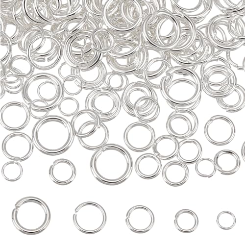 UNICRAFTALE 200 Stk 5 Größen Offene Biegeringe Edelstahl 4~8 mm Runde Ringe Silber Biegeringe Für Schmuckherstellung Verbindungsringe Für DIY Handwerk Ohrring Armband Halsband Schmuckherstellung von UNICRAFTALE