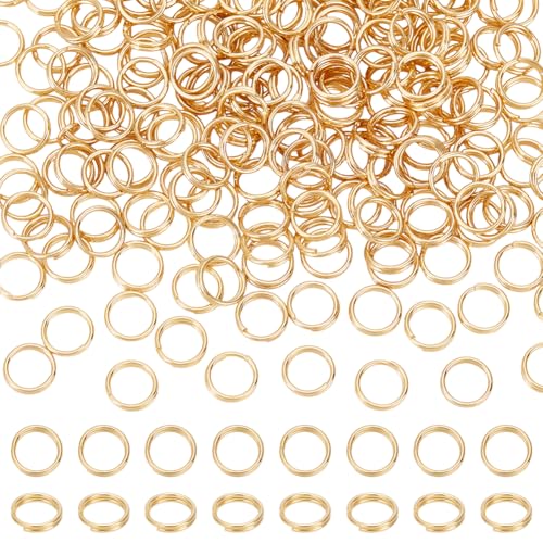 UNICRAFTALE 200 Stück 18 Karat Vergoldet Geteilte Biegeringe Edelstahl Doppelschlaufen Biegeringe 7mm Mini Schlüsselringe Metallringe Für Schlüsselanhänger Schmuck Halsketten Armbänder Ohrringe von UNICRAFTALE