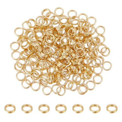 UNICRAFTALE 200 Stück 18 Karat echt-vergoldete Doppelschlaufen, Binderinge, 4 mm, Spaltringe, Metall-O-Ring, goldener Verbindungsring für Schmuckhandwerk und Schlüsselanhänger, Zubehör, Ohrringe, von UNICRAFTALE