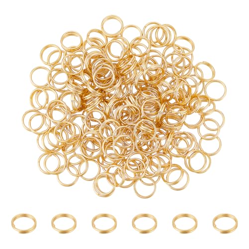 UNICRAFTALE 200 Stück 18K Vergoldete Doppelschlaufen Biegeringe 6mm Metall O Ring Goldener Verbindungsring Spaltringe Für DIY Schmuckherstellung Und Schlüsselanhänger Zubehör Herstellung von Ohrringen von UNICRAFTALE