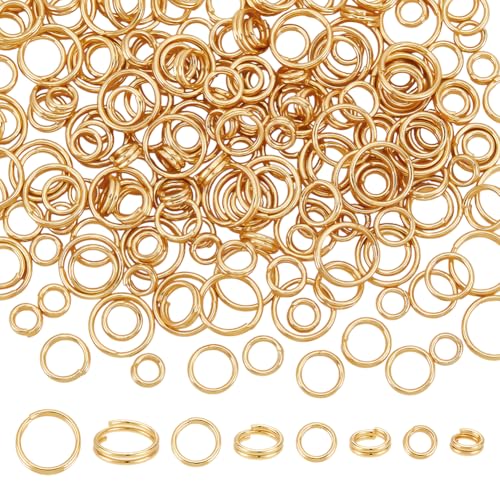 UNICRAFTALE 200 Stück 4 Größen 18 Karat Vergoldet Geteilte Biegeringe Doppelschlaufen Biegeringe 5mm Schlüsselringe Kleine Ringe Verbindungsstücke Für Schlüsselanhänger Halsketten Armbänder Ohrringe von UNICRAFTALE