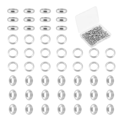 UNICRAFTALE 200 Stück Kleine Lose Ringperlen 4mm Loch 304 Edelstahl Abstandsperlen Metall Abstandsperle Glatte Perlenbeschläge Lose Perlen Großem Loch Abstandsperle Für Die Schmuckherstellung von UNICRAFTALE