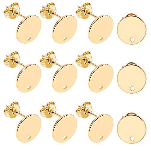 UNICRAFTALE 24 Stück Edelstahl Golden Stud Ohrring Befunde Hypoallergener Flacher Runder Ohrstecker 0.8mm Pin Metall Flachplatte Ohrringe Bolzen Für Schmuck Ohrringe Herstellung Lieferungen von UNICRAFTALE