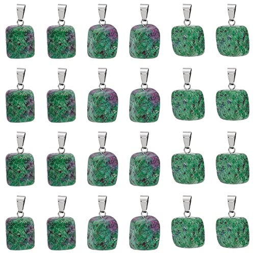 UNICRAFTALE 24pcs Natürlicher Rubin In Zoisit Anhänger Mit Edelstahl Schnappverschluss Edelsteine Anhänger 3x7.5mm Loch Quarz Anhänger Kristall Stone Halsketten Anhänger Für DIY Schmuckherstellung von UNICRAFTALE