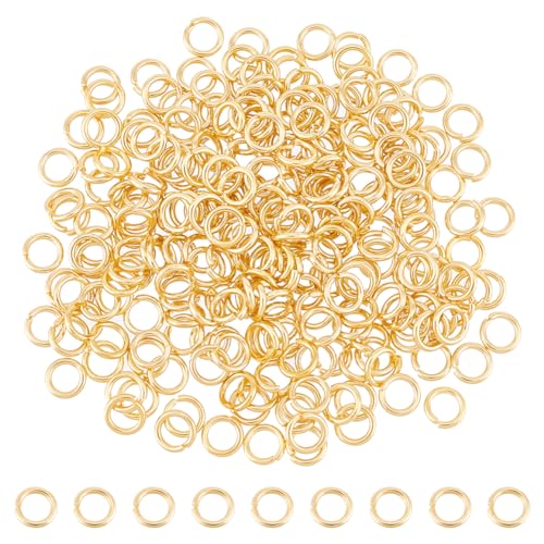 UNICRAFTALE 250 Stück 24 Karat Vergoldete Biegeringe Offene Biegeringe 7 mm Edelstahl Runde Ringe Metallverbindungsringe Für Die Herstellung von DIY Schmuck Und Schlüsselanhänger Zubehör von UNICRAFTALE