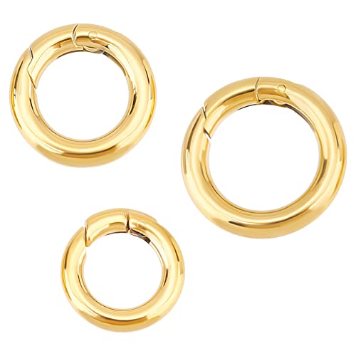 UNICRAFTALE 3 Stück 3 Größen Golden Spring Gate Ringe 304 Edelstahl Schnappverschlüsse 9~13 mm Innendurchmesser Ionenplattiert (IP) Runde Ringe Für Die DIY-Schmuckherstellung von UNICRAFTALE