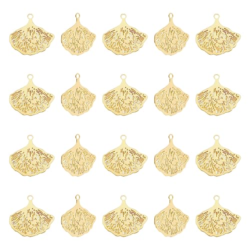 UNICRAFTALE 30 Stk Echte 18K Vergoldete 201 Ginkgoblatt Charms Metallverzierungen Pflanzen Charms Herbstblätter Tropfen Baumelnde Ohrringe Charm Für Armbänder Halsketten DIY Schmuckherstellung von UNICRAFTALE