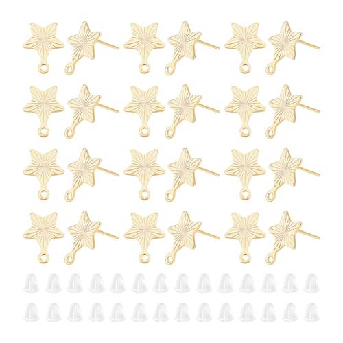 UNICRAFTALE 30 Stk Edelstahl DIY Ohrstecker Zubehör Stern Ohrstecker Mit Schlaufen 60 Stück Ohrring Verschlüsse Golden Stern Ohrstecker DIY Ohrringe Zubehör Für DIY Ohrring Schmuckherstellung von UNICRAFTALE