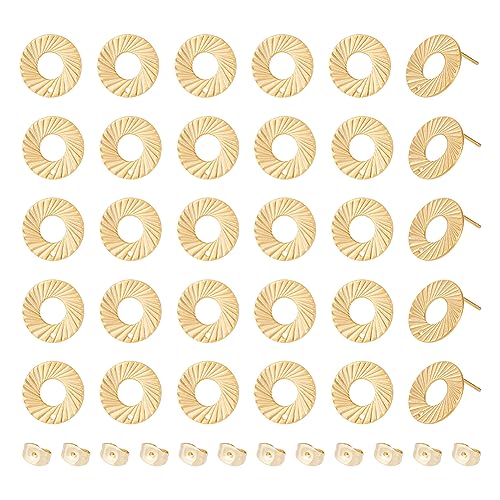 UNICRAFTALE 30 Stück Edelstahl Ohrstecker Donut Ohrstecker Mit Loch Und Ohrring Verschlüssen Goldener Hypoallergener Metallpfosten Hohler Ohrstecker Für Die DIY Schmuckherstellung von UNICRAFTALE