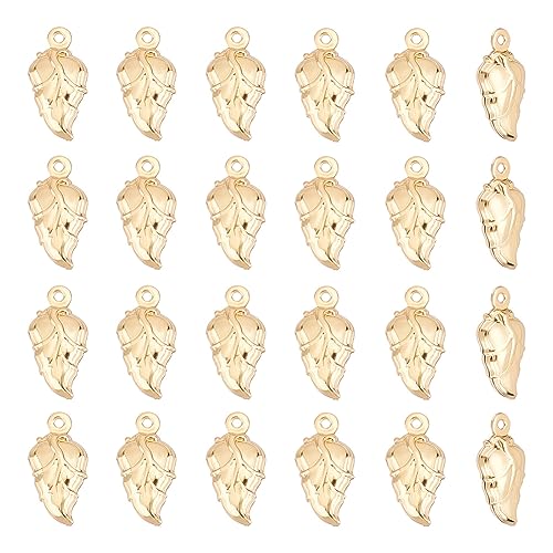 UNICRAFTALE 30 Stück Golden 15 mm Lange 304 Edelstahl Blatt Charms Metall Glatte Blatt Anhänger Golden Blatt Ohrhänger Für Armbänder Halsketten Ohrringe DIY Schmuckherstellung von UNICRAFTALE