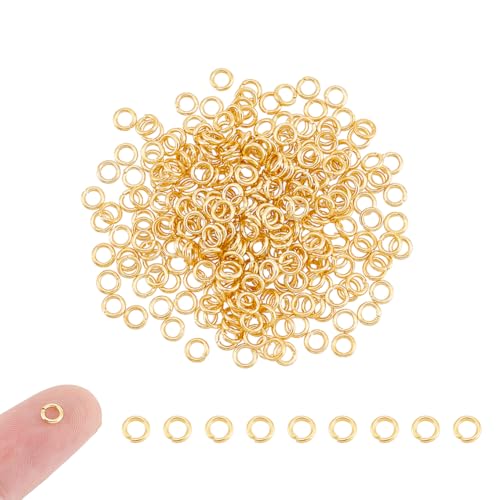 UNICRAFTALE 300 Stück 18 Karat Vergoldete Offene Biegeringe 304 runde Ringe Aus Edelstahl 4mm Goldener Biegering Metallverbinderringe Für DIY Ohrring Armband Anhänger Schmuckzubehör von UNICRAFTALE