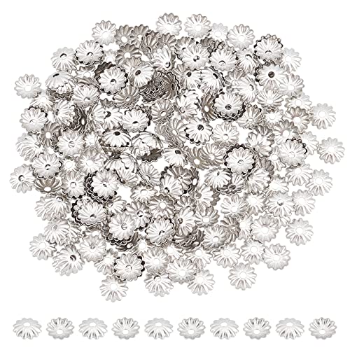 UNICRAFTALE 300 Stück Blumen Perlenkappen 304 Edelstahl Perlenkappen 6 mm Durchmesser Perlenkegel Metall Blumen Endkappen Für Die DIY Schmuckherstellung 6x1 mm, Loch 1mm Edelstahl Farbe von UNICRAFTALE