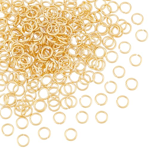 UNICRAFTALE 300 Stück Offene Biegeringe 7 mm Edelstahl Runde Ringe 24 Karat Vergoldete Biegeringe Metallverbindungsringe Für Die Herstellung DIY Schmuck Und Schlüsselanhänger Zubehör Ohrringe von UNICRAFTALE