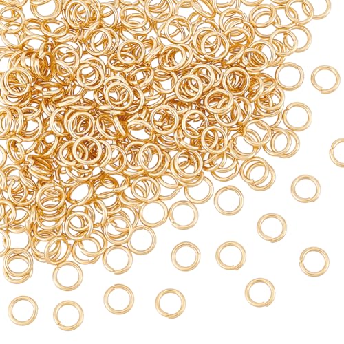 UNICRAFTALE 300 Stück 24 Karat Vergoldete Biegeringe Offene Biegeringe Edelstahl 6 mm Runde Ringe Metallverbindungsringe Für Die Herstellung von DIY Schmuck Und Schlüsselanhänger Zubehör von UNICRAFTALE