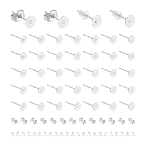 UNICRAFTALE 300 Stück Ohrstecker Ohrstecker Beschläge 5mm Blanke Flache Ohrstecker Flache Ohrstecker Edelstahl Flache Rückseite Blanke Ohrstecker Ohrringe Zur DIY Schmuckherstellung von UNICRAFTALE