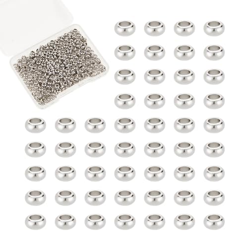 UNICRAFTALE 300 Stück Rondellperlen Abstandsperlen 4mm Edelstahl Flache Runde Perlen Scheibenperlen 2mm Loch Lose Perlen Glatte Perlen Metallperlen Für Die Herstellung von Armbändern Und Halsketten von UNICRAFTALE