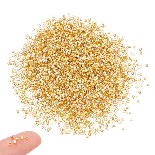 UNICRAFTALE 3000 Stück Röhren Quetschperlen 1.5mm Goldene Crimp Perlenschnur Endkappen Lose Stopperperlen Röhren Quetsch Endperlen Für Ohrringe Halsketten Anhänger DIY Schmuckherstellung von UNICRAFTALE