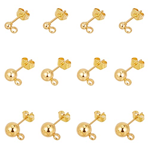 UNICRAFTALE 30Stk 3 Größen Edelstahl Ohrstecker Kits 304 Edelstahl Kugelpfosten Ohrstecker Mit Schlaufe Goldene DIY Ohrstecker Für DIY Ohrring Schmuckherstellung von UNICRAFTALE