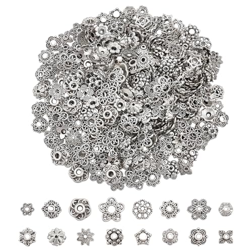 UNICRAFTALE 320 Stück 16 Stile Perlenkappen Tibetischen Stil Vintage Filigrane Blumen Perlenkappen Metallperlen Endkappen Abdeckung Abstandskappen Perlen Für Ohrringe Halsketten Armbänder von UNICRAFTALE