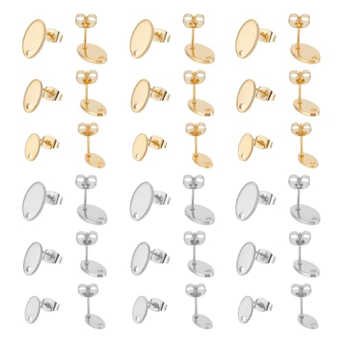 UNICRAFTALE 36 Stück 3 Größe 2 Farben Ovaler Ohrstecker Edelstahl Ohrstecker Mit Schlaufen Und Ohrmuttern Ohrstecker Metall DIY Ohrstecker Für Die Herstellung von Ohrringen Und Schmuck von UNICRAFTALE