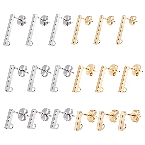 UNICRAFTALE 36pcs 10/15/20mm Rechteck DIY Ohrstecker Metall DIY Ohrringe Zubehör Hypoallergener Edelstahl Damen Ohrringe Selber Machen Set Für DIY Ohrringe Schmuckherstellung von UNICRAFTALE