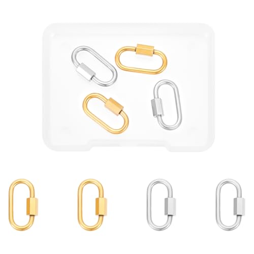 UNICRAFTALE 4 Stk 2 Farben Edelstahl Schraubverschluss Karabiner Golden Oval Schlüsselanhänger Verbinder Metallverschluss Schlüsselanhänger Haken Für DIY Halsketten Armband Schmuckherstellung von UNICRAFTALE