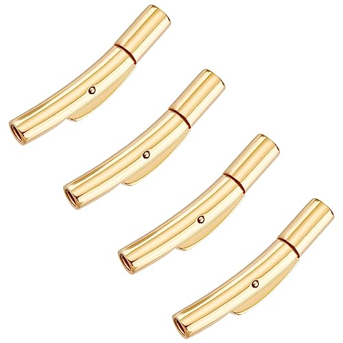 UNICRAFTALE 4 Sets 304 Edelstahl Säulen Bajonettverschlüsse 1.8~2mm Loch Rohr Lederschnurenden Kappen Goldene Schnappverschlüsse Schmuck Verschlüsse Für Armbänder Halsketten Schmuckherstellung von UNICRAFTALE