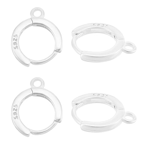 UNICRAFTALE 4 Stück 925 Sterlingsilber Huggie Creolen Ohrring Beschläge Metall Hebel Ohrring Haken Runde Ohrring Haken Mit Schlaufe Zur Schmuckherstellung Ohrring Verschlüsse Ersatz 11.5mm von UNICRAFTALE