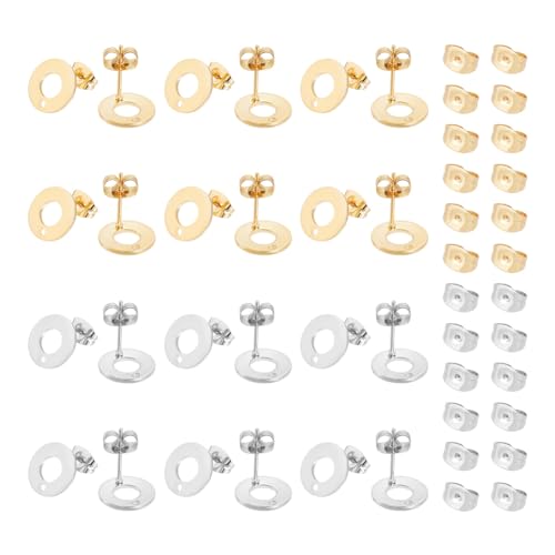 UNICRAFTALE 40 Stück 2 Farben 304 Edelstahl Ohrstecker Donut Ohrstecker Mit 40 Stück Ohrmuttern Goldene Runde Hohle Ohrstecker Für DIY Schmuck Ohrringherstellung von UNICRAFTALE