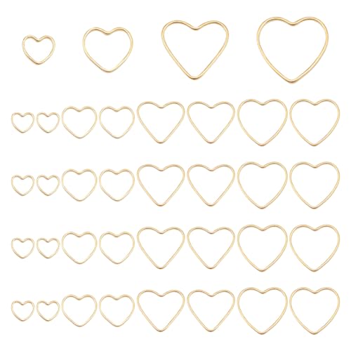 UNICRAFTALE 40 Stück 24 Karat Vergoldet Herz Verbindungsringe 4 Größen Offene Einfassungen Verbindungsringe Herzring Anhänger Ohrringe Perlen Creolen Schmuckverbinder Für Armbänder Halsketten UNICRAFTALE 40 Stück 24 Karat Vergoldet Herz Verbindungsringe 4 Größen Offene Einfassungen Verbindungsringe Herzring Anhänger Ohrringe Perlen Creolen Schmuckverbinder Für Armbänder Halsketten von UNICRAFTALE