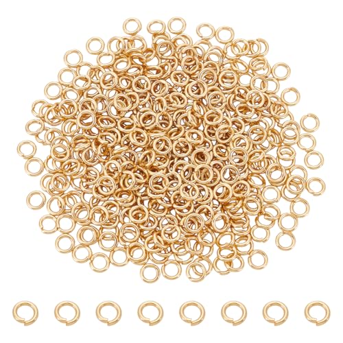 UNICRAFTALE 400 Stück 24 Karat Vergoldete Biegeringe Edelstahl Offene Biegeringe 5mm Runde Ringe Metallverbinderringe Zur Schmuckherstellung Und als Zubehör Für Ohrringe Armbänder Schlüsselanhänger von UNICRAFTALE