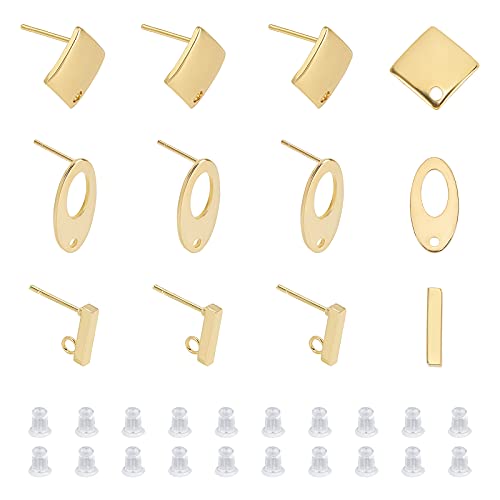 UNICRAFTALE 40pcs 3 Formen Ohrstecker 304 Edelstahl Goldene Ohrstecker Mit Silikonohrmuttern Ohrstecker Pfosten Für Ohrstecker Schmuckherstellung von UNICRAFTALE