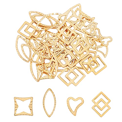 UNICRAFTALE 40pcs 4 Mixed Styles Verbindungsringe Edelstahl Herz/Quadrat/Pferdeauge/Filigrane Joiners Linking Charms Metall Goldene Glieder Ringe Für Halskette Ohrringe Und Anhänger DIY Craft Craft von UNICRAFTALE