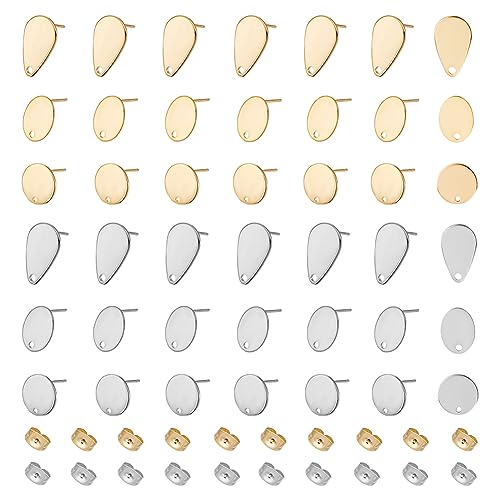 UNICRAFTALE 48 STK 2 Farben 3 Stile Edelstahl Ohrstecker Ovale Tropfen Ohrringe Zubehör DIY Ohrstecker Mit Ohrring Verschlüsse Damen Ohrstecker Selber Machen Set Für Ohrringe Schmuckherstellung von UNICRAFTALE