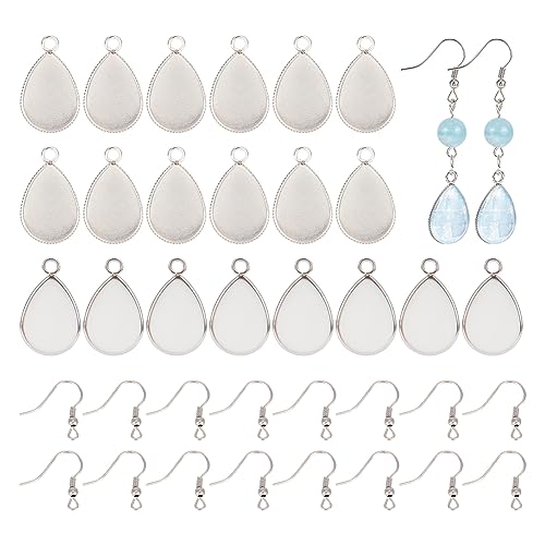 UNICRAFTALE 50 Sets Teardrop Cabochon Rohlinge Ohrringe Herstellung Set DIY Ohrring Haken Metall Cabochon Ohrringe Sets Für Frauen DIY Ohrring Schmuckherstellung von UNICRAFTALE