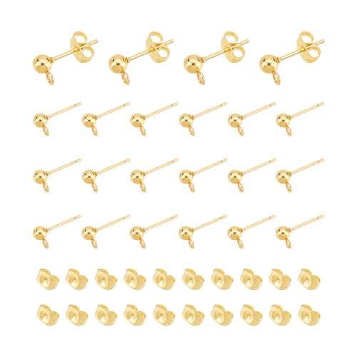 UNICRAFTALE 50 Stück Ohrstecker Edelstahl Goldene Kugel Ohrstecker Mit Ohrmuttern Und Ohrring Schleifen Beschlägen Ohrring Komponente Für Die DIY Schmuckherstellung von UNICRAFTALE