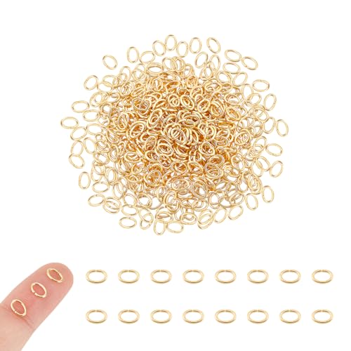 UNICRAFTALE 500 Stück 18 Karat Vergoldete Ovale Biegeringe 304 Edelstahlringe Mit 6mm Länge Goldene Ringe Zur Schmuckherstellung DIY Bastelarbeit Ohrringe Armbänder Anhänger Halsband von UNICRAFTALE