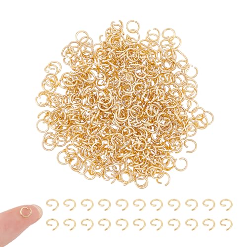 UNICRAFTALE 500 Stück 24 Karat Vergoldete Biegeringe Offene Biegeringe Edelstahl 5mm Runde Ringe Metall Biegeringe Offenem Bindering Jump Rings Für Die Herstellung von DIY Schmuck von UNICRAFTALE