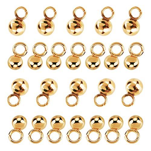 UNICRAFTALE 50Stk 3mm / 4mm Golden Sphere Charms 304 Edelstahl Round Ball Anhänger 2mm Loch Charms Vakuumbeschichtung Charm Für Halskette Armband Schmuckherstellung von UNICRAFTALE