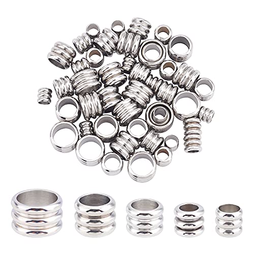 UNICRAFTALE 50Stk 4/5/6/7/8mm 304 Edelstahl Perlen Gerillte Säule Metallperlen Zwischenperlen Säule Spacer Perlen Für Schmuckherstellung DIY Bastelzubehör Etwa 3-6 mm Loch von UNICRAFTALE