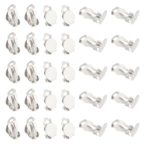 UNICRAFTALE 50pcs Clip Ohrringe Edelstahl Clip-On Ohrring Flache Runde Ohrclips Tablett Ohrklipser Damen Ohne Ohrlöcher Ohrring Zubehör Für Ohrringe Clips Schmuckherstellung von UNICRAFTALE